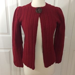 Vintage cardigan cranberry red wool open front